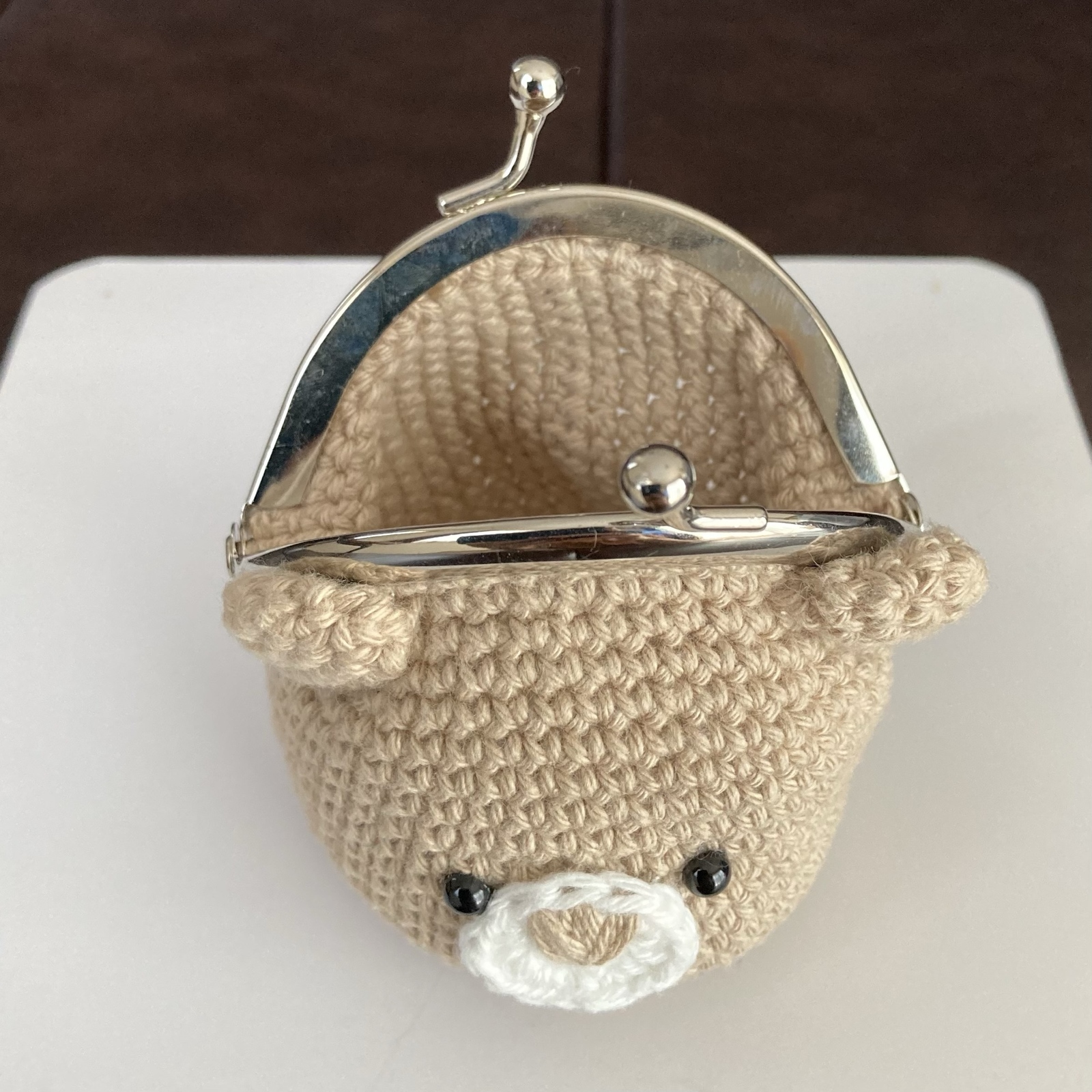 お値下げ！新品ハンドメイド　本革財布　がま口　くまさん お値下げ！新品ハンドメイド 本革財布 がま口 くまさん クマさん