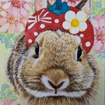 うちの子似顔絵お花と共に・水彩画A5サイズ