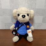 ★オーダー品　 あみぐるみ　ストップウォッチ、ホイッスル、タオルを持ったワンちゃん　