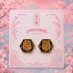 トラ×ブラック　タイル風 ピアス/イヤリング 