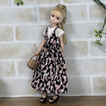 NO,661リカちゃん服  オシャレエンボス　サロペットワンピース　レースフレンチブラウス　大人オシャレコーデ　リアルクローズ
