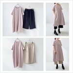 【2,000円OFF】パンツの色が選べるセット割 ◆ 半袖ワンピース（スモーキーラベンダー）＆半端丈ワイドパンツ ◆ ダブルガーゼ【即納】