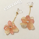 ぶら下がるアジサイのイヤリング