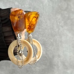1点もの✳︎べっ甲カラー✳︎大ぶりリング✳︎シルバーチェーン✳︎ハンドメイドピアス イヤリング