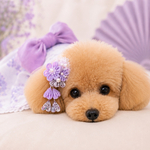 うちの子の特別な日に♡藤色つまみ細工 犬用髪飾り｜七五三・お正月・