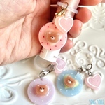 【名入れ】ゆめかわ×くまちゃんドット柄めじるしチャームアクセサリー🧸🍓