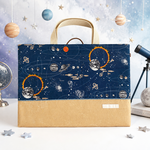 【床につかない！！】入園入学レッスンバッグ手提げ絵本袋リバーシブル★26宇宙銀河スペース星座惑星地球スペースシャトルロケットキルティングマチ持ち手名前小学校幼稚園