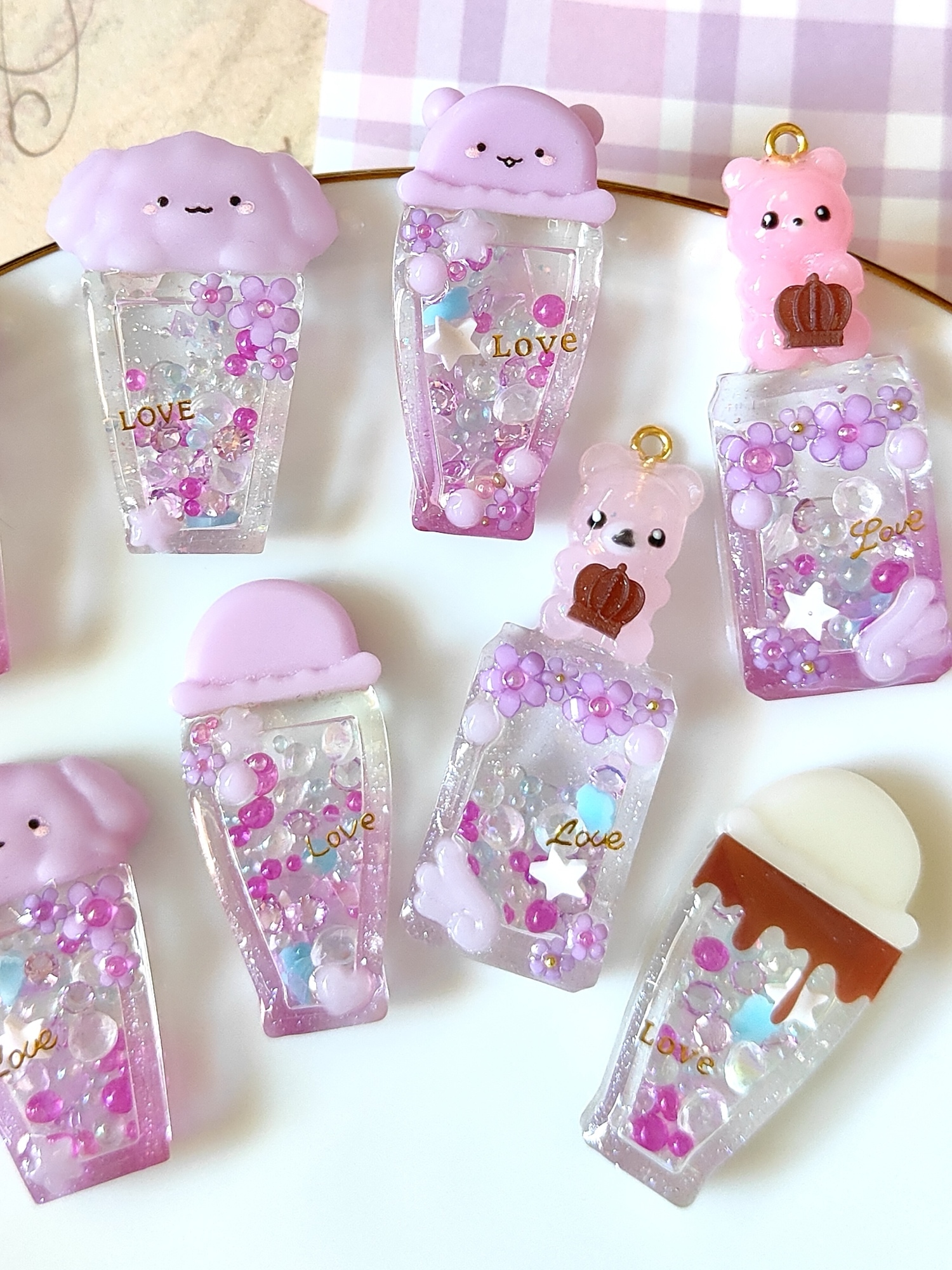 チョコ×バニラクリームチョコミントドリンク シェイカーキーホルダー