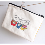 手刺繍✩ぺたんこポーチ