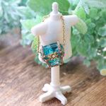 【SALE】小さな海のキラキラ宝箱（ターコイズ)（ドール・ぬいぐるみ向けポシェット風）