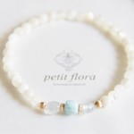 14kgf-power bracelet ラリマー＆アクアマリン＆シェル（穏やかな愛）