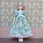 NO.515 22㎝ドール服 花柄ドレスワンピース＆小物セット