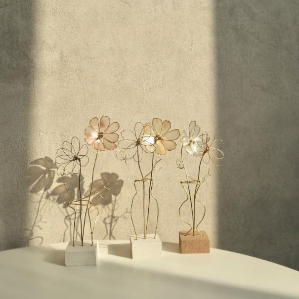 七宝　花絵　チューリップ　オブジェ　置物　インテリア　工芸品　美術品　A1705 枯れないお花】チューリップ 4輪｜ワイヤーアート オブジェ 置物