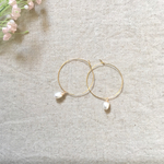 フープピアス 淡水パールチャーム 2way