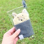ネーム入れ、名入れ可♪mini ハンカチ　うさちゃん（ちょうちょとリボン柄）