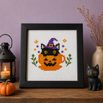  (刺繍キット販売)  かぼちゃカップの魔法使い  クロスステッチ初心者向け