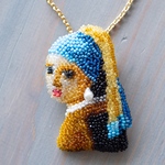 【再販】ブローチ＆バッグチャーム / 真珠の耳飾りの少女  / フェルメール / ビーズ刺繍