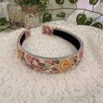 グレーとお花のインド刺繍のカチューシャ