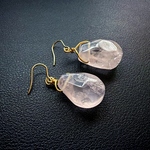 PP25-282ローズクォーツPINK rough DROP*天然石ピアス  Stainless   送料無料 [イヤリング/樹脂ピアス交換可]　
