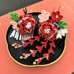 New！赤いカメリアのお花の髪飾り☆浴衣 七五三 ３歳