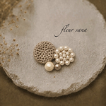 unique motif  シルキーパールとクロッシェのブローチ〈heart〉  powder brown