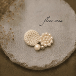 unique motif  シルキーパールとクロッシェのブローチ〈heart〉ivory