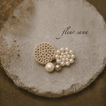 unique motif  シルキーパールとクロッシェのブローチ〈heart〉beige -accent-