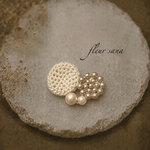 unique motif  シルキーパールとクロッシェのブローチ〈heart〉 ivory・beige