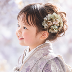 ふんわり可愛い七五三髪飾り❁オレガノパープル❁　受注制作　ヘアクリップ　髪飾り　七五三　前撮り　タッセル　ヘアピン　バックチャーム　