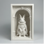【オーダーメイド可】うさぎ（フレンチアンゴラ）の3Dプリント ブックヌーク 白PLA 本棚インテリア