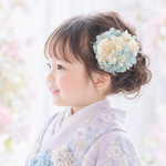 ふんわり可愛い七五三髪飾り❁ベビーブルー❁　七五三髪飾り　　ヘアクリップ　髪飾り　七五三　タッセル　ヘアピン　バックチャーム　帯飾り　被布飾り
