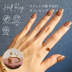 [2pcs] オール ステンレス ジルコニア ハーフ リング 6mm 3mm ゴールド サージカルステンレス 24KGPイオンメッキ 金属アレルギー対応
