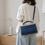 【切線派】本革 がま口バッグ 手作りのレザーショルダーバッグレディース 総手縫い 大