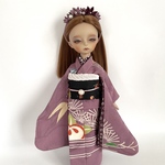 No.863   imda3.0振袖　古布　濃色に季節の草花　地紋