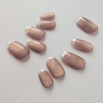 オーロラ色シェルフレンチネイル｜ジューシーピンク｜上品マグネットネイルチップ｜大人可愛い｜ブライダル・オフィス 054