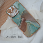 ミントグリーンケース｜iPhone対応／アルコールインクアート