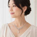 【オクタントクリスタル使用】ネックレス＆ピアス/イヤリングセット 結婚式・披露宴・成人式・パーティーに最適なブライダルアクセサリー RSS-02