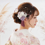 桜とピンクタッセルの髪飾り　TP14　成人式　卒業式　結婚式　振袖　袴　着物　和装