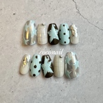 𓂃Mint Chocolate Star🤎𓂃ミントショコラスター⭐️𓂃ネイルチップ   ブラウンネイル　　成人式ネイル　ミント　スターネイル  マグネットネイル 秋ネイル