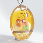 【9/4販売会オープン】コザクラインコと夕焼けのレジンアクセサリー｜ネックレス・チャーム｜一点物 (コザクラインコモチーフのシリーズ)