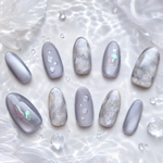【晩夏SALE🐚】【特集掲載🫧】雨雫ラベンダー〜水滴煌めく透明感ネイル〜　ニュアンス｜水滴アート｜オーロラ｜海｜うるうる｜マーブル　シリーズ販売 016 
