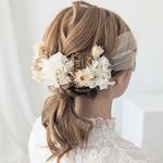 ウェディング  ゴールド×ホワイト　白無垢　髪飾り　成人式 ヘアアクセサリー 振袖 結婚式 ブライダル ヘアパーツ  ドライフラワー