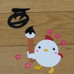 ニワトリのワンポイント　ペーパークラフト