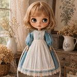 ブライス・リカちゃん対応｜ドール服 3点セット｜ワンピース・エプロン・靴下