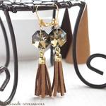 +angelo+スワロフスキー 8116とタッセルのピアス(p-055)Cブロンズシェイド G