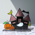 ステンドグラス　ハロウィン　ハウス　かぼちゃ　オバケ　こうもり