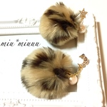 *2wayヒョウ柄ぽんぽんファーのピアス*