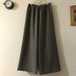 ヘリンボーンツイードウール（ブラウン）で作ったワイドパンツ