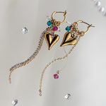 レトロカラーが可愛い＊アシンメトリーハート×金属アレルギー対応×ピアス/イヤリング