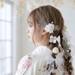 髪飾り リボン ホワイト　白 ／ウェディング 結婚式 前撮り撮影 お誕生日フォト 七五三  成人式 卒業式